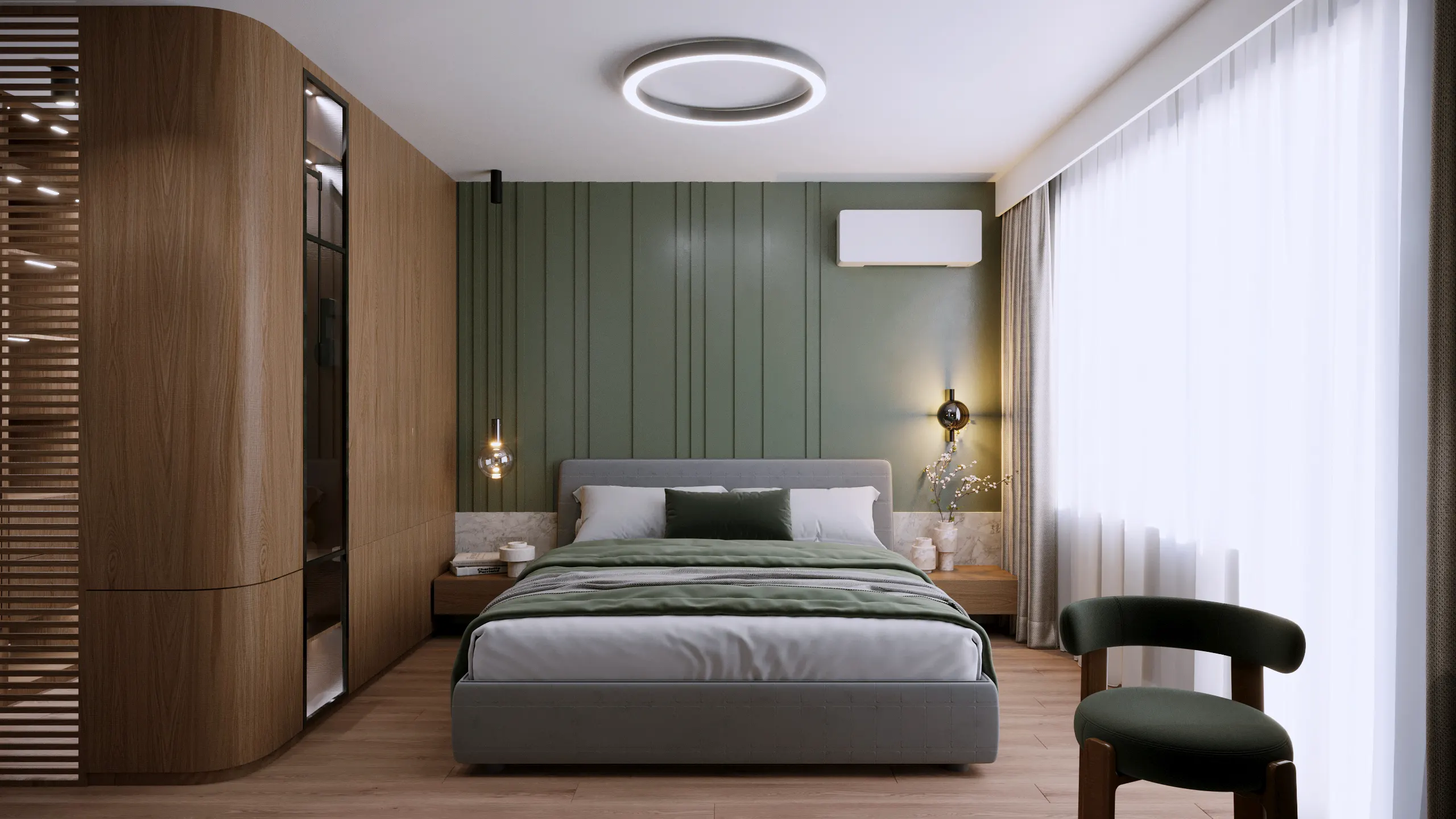 Apartment in Burgas, located in one of the city’s rapidly developing neighborhoods, designed for a young family with a preference for modern, clean-lined interiors.